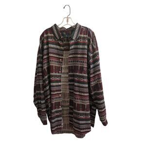 Vintage 90s Siegfried Aztec Southwest Tribal XLT Tall Button Up 100% Acrylic
